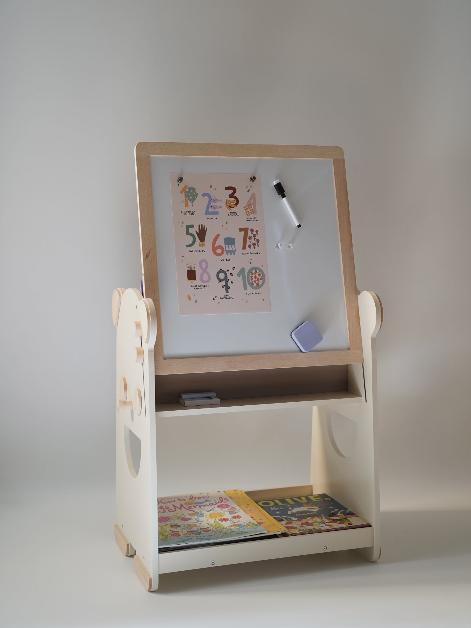 4 in 1 Wooden Bear Bookshelf and Easel