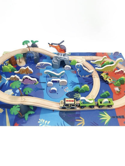 80-Pieces Dinosaur Adventure Wooden Track Play Set