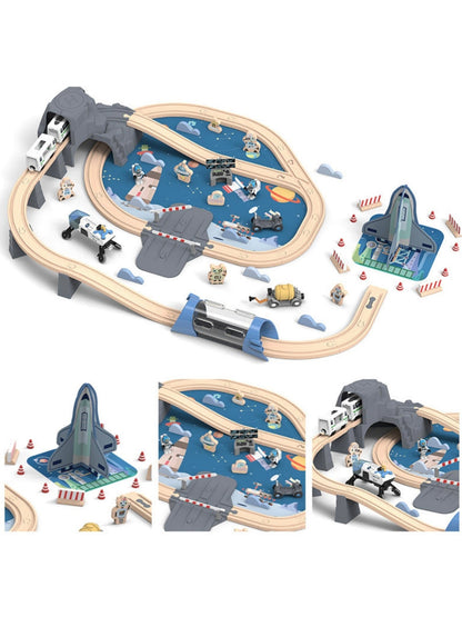 88-Pieces Spaceship Adventure Wooden Track Play Set