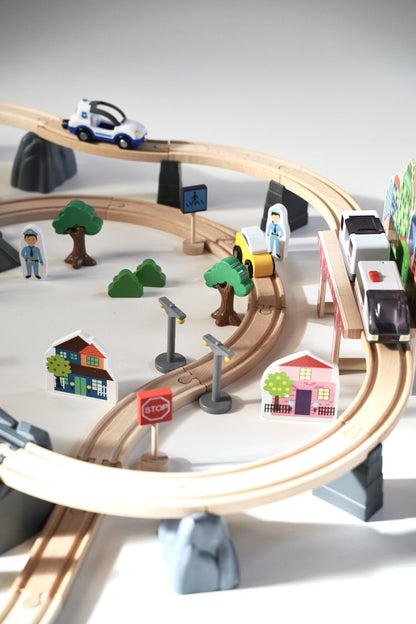 92-Pieces City Adventure Wooden Track Play Set