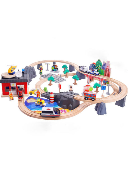 92-Pieces City Adventure Wooden Track Play Set