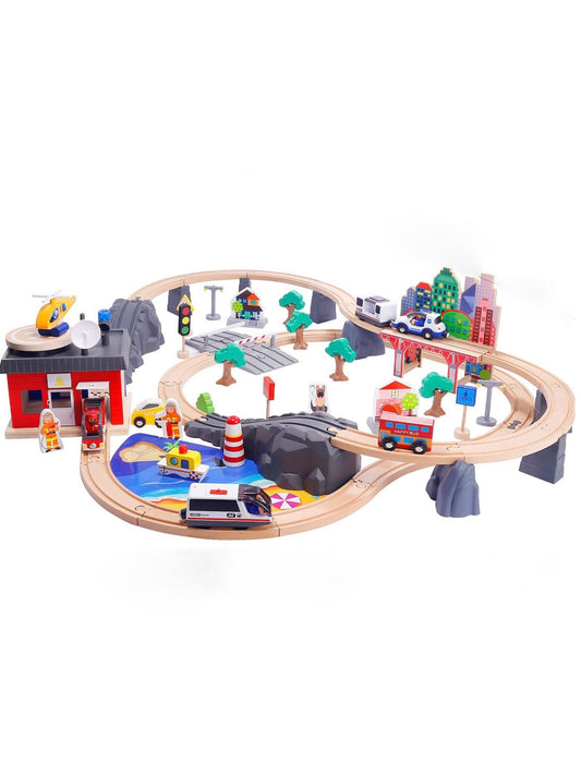 92-Pieces City Adventure Wooden Track Play Set