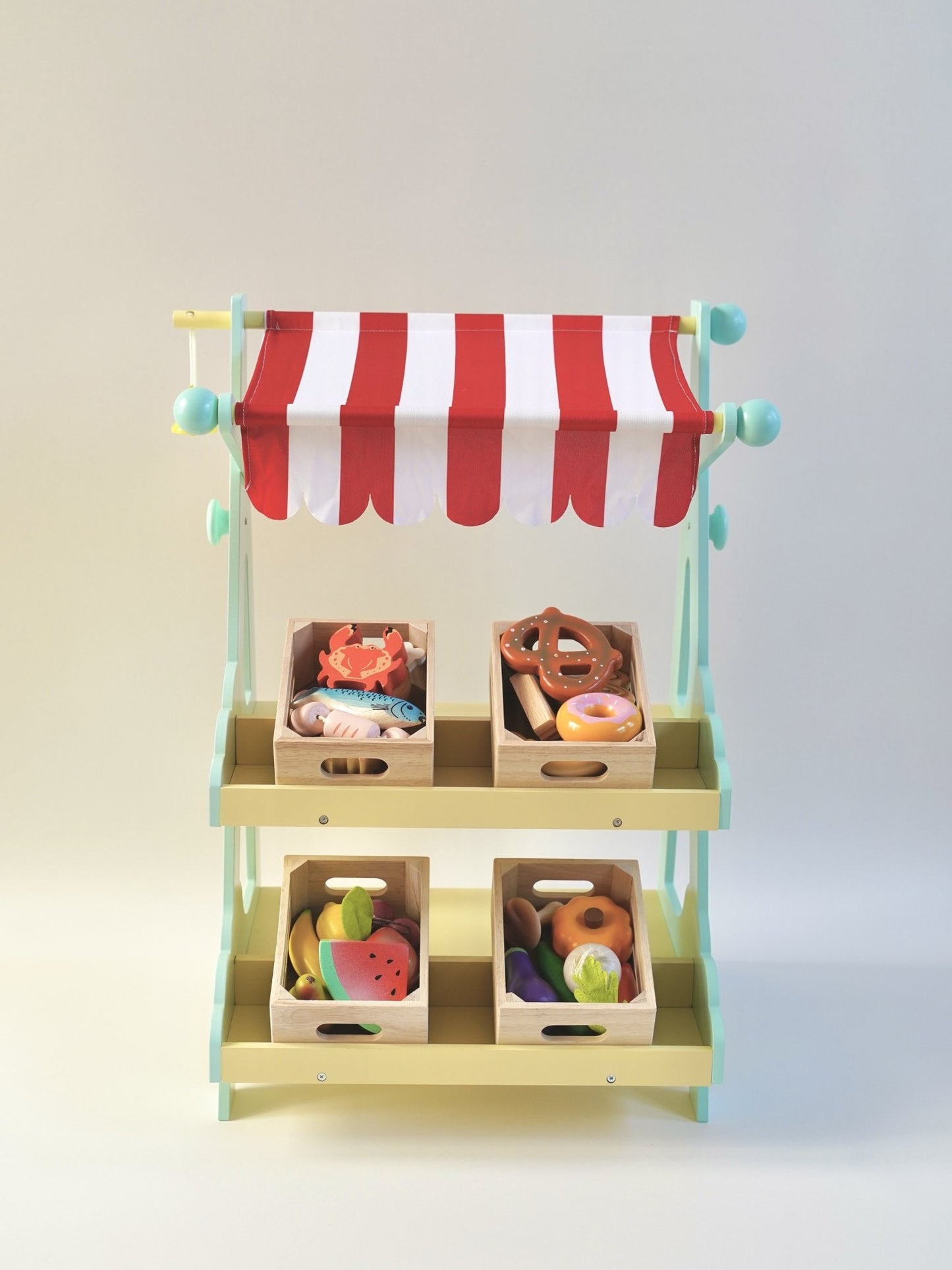 Wooden Grocery Stall with Food Crates Combo