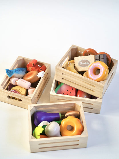 Wooden Grocery Stall with Food Crates Combo