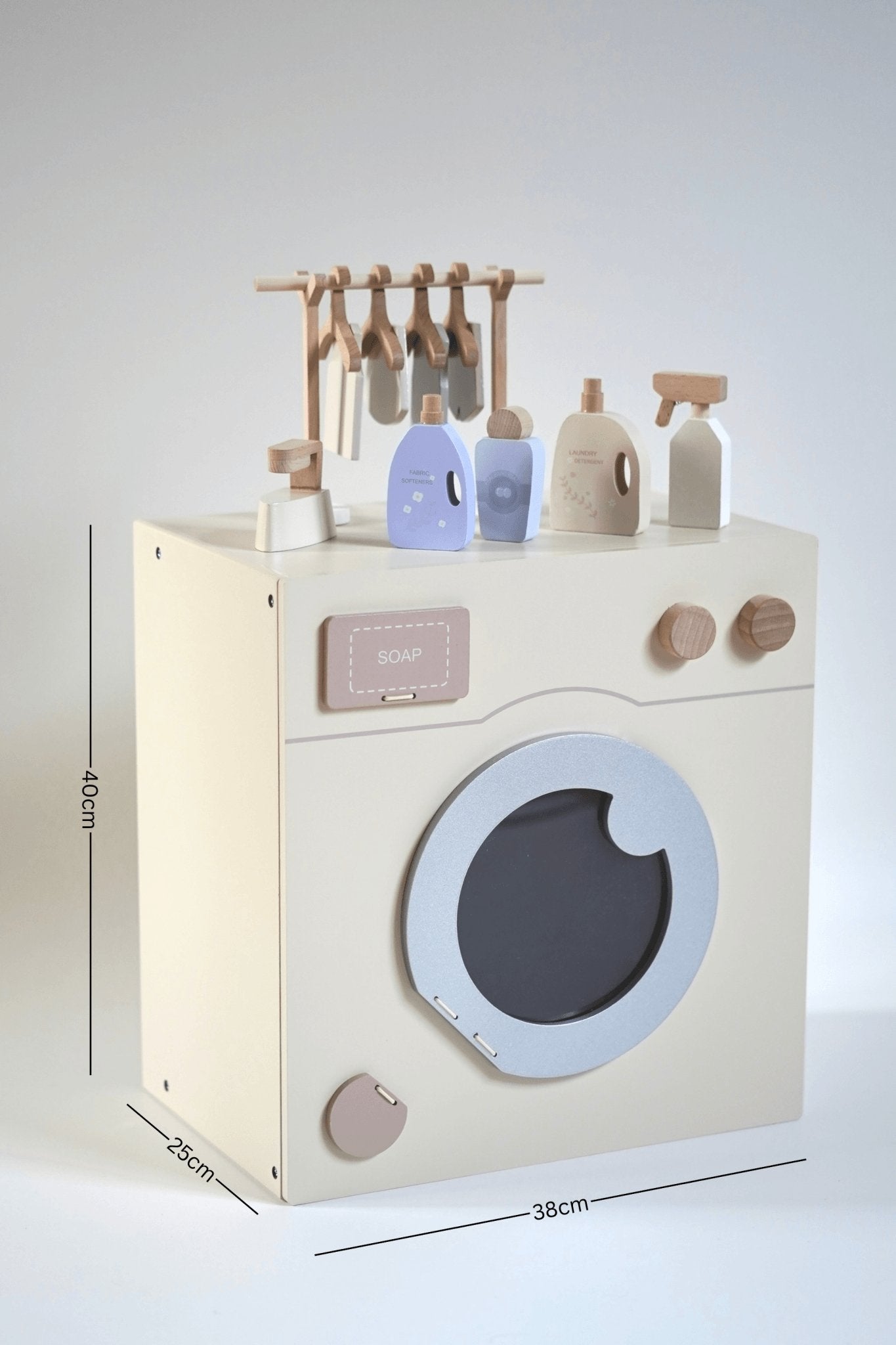 Wooden play shop washing machine